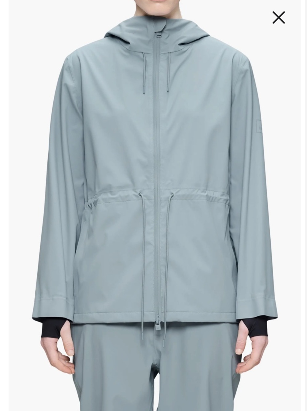 EUC RAINS suva hardshell string rain jacket in pool size S/M